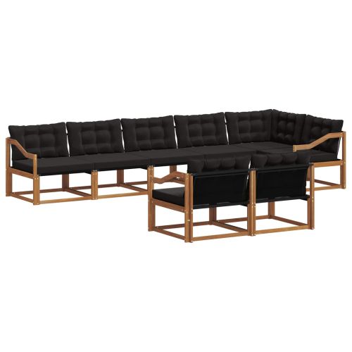 Комплект дивани за открито 8 pcs Естествено и черно