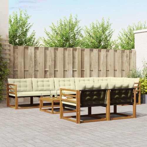 Комплект дивани за открито 9 pcs Натурален и Крема