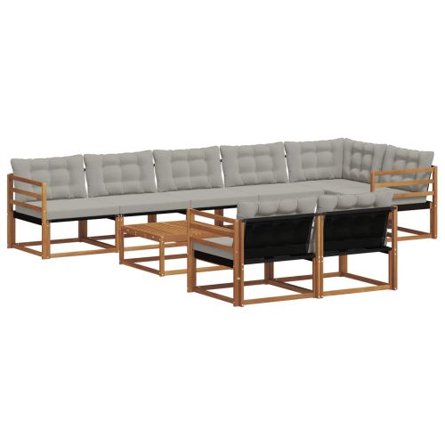Комплект дивани за открито 9 pcs Естествено и светло сиво