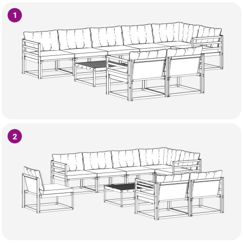 Комплект дивани за открито 9 pcs Естествено и черно