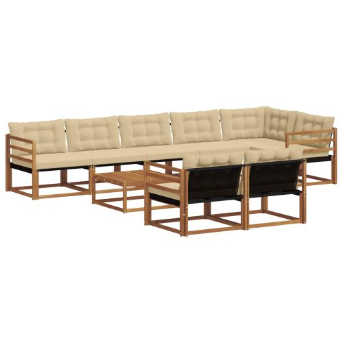 Комплект дивани за открито 9 pcs Натурален и Бежов