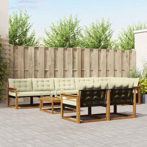 Комплект дивани за открито 9 pcs Натурален и Крема