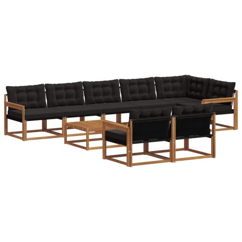 Комплект дивани за открито 9 pcs Естествено и черно