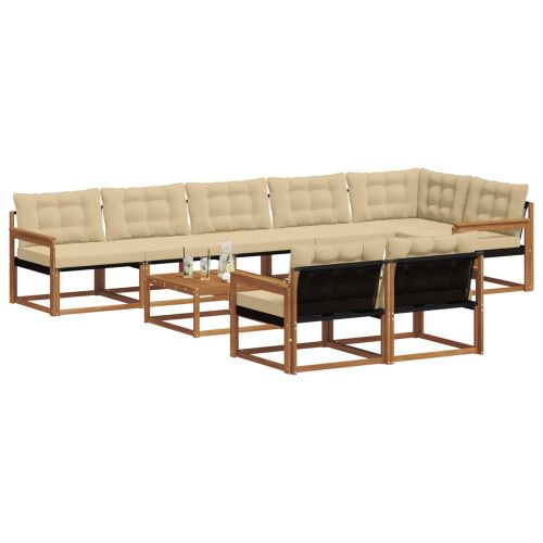 Комплект дивани за открито 9 pcs Натурален и Бежов