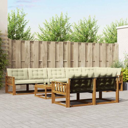 Комплект дивани за открито 9 pcs Натурален и Крема