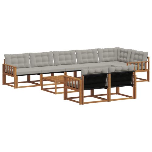 Комплект дивани за открито 9 pcs Естествено и светло сиво