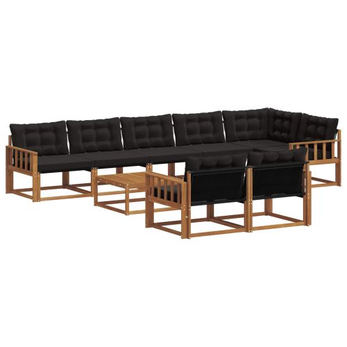 Комплект дивани за открито 9 pcs Естествено и черно
