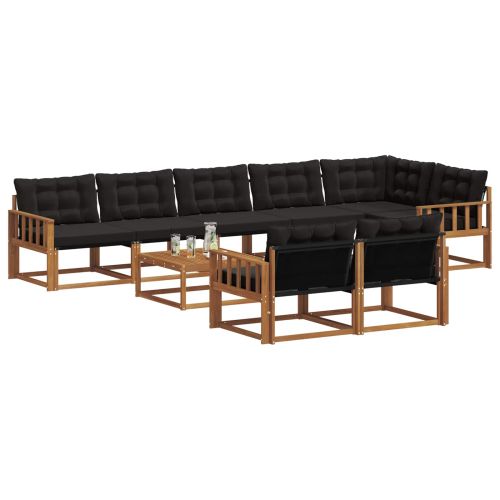 Комплект дивани за открито 9 pcs Естествено и черно