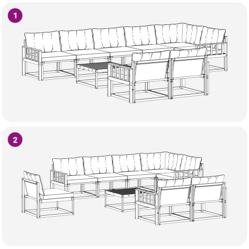 Комплект дивани за открито 9 pcs Естествено и черно