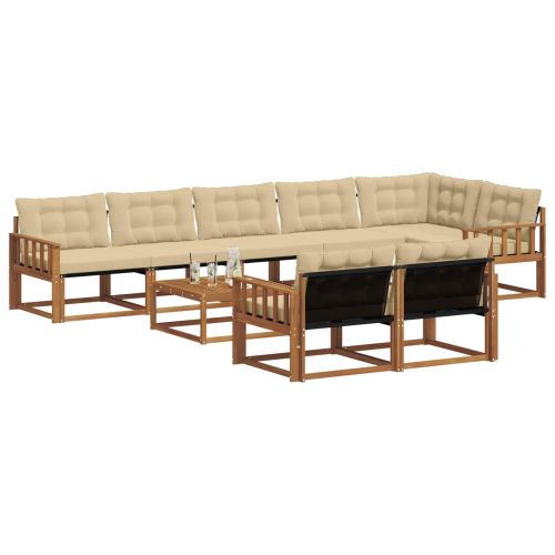 Комплект дивани за открито 9 pcs Натурален и Бежов