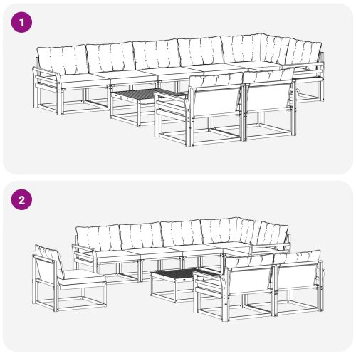 Комплект дивани за открито 9 pcs Натурален и Крема