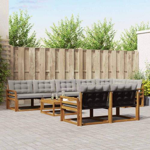 Комплект дивани за открито 9 pcs Естествено и светло сиво