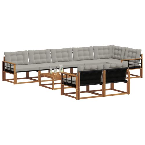 Комплект дивани за открито 9 pcs Естествено и светло сиво