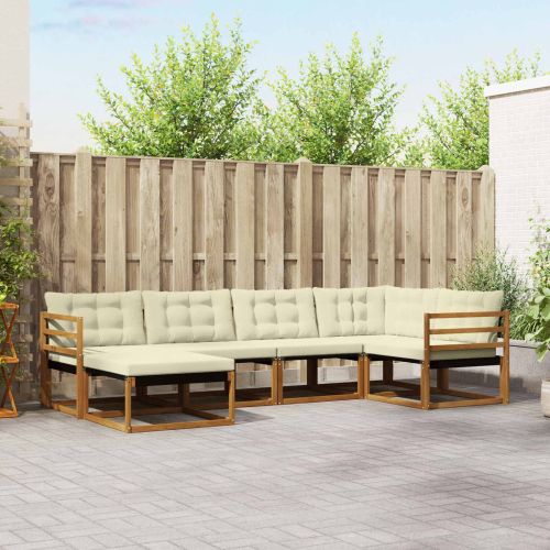 Комплект дивани за открито 18 pcs Натурален и Крема