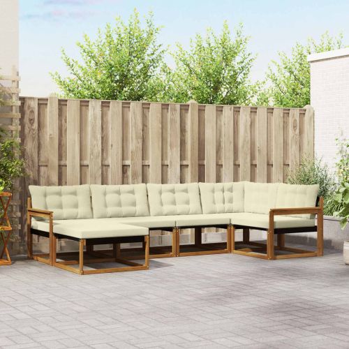 Комплект дивани за открито 18 pcs Натурален и Крема