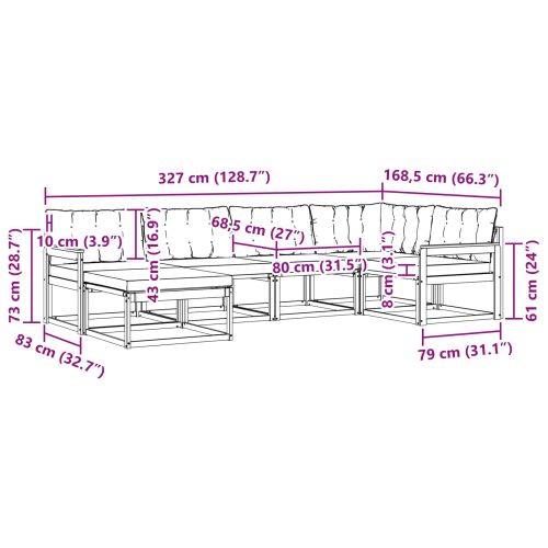 Комплект дивани за открито 18 pcs Естествено и черно