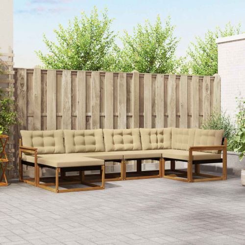 Комплект дивани за открито 18 pcs Натурален и Бежов