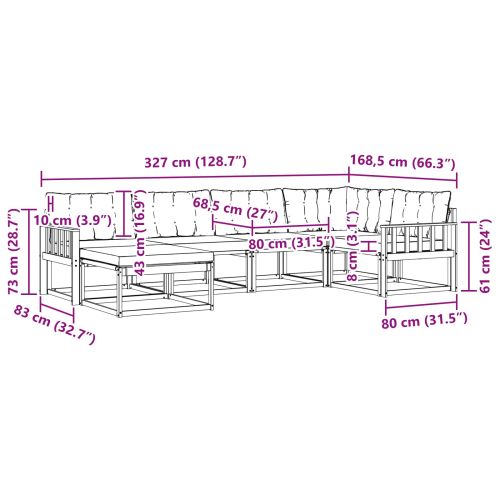 Комплект дивани за открито 18 pcs Естествено и черно