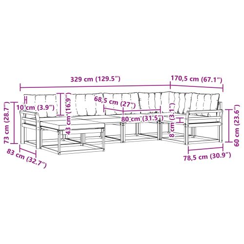 Комплект дивани за открито 18 pcs Естествено и черно