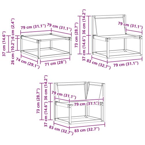 Комплект дивани за открито 18 pcs Естествено и черно