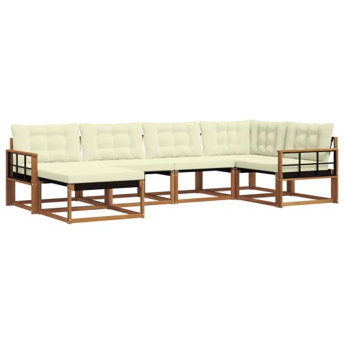 Комплект дивани за открито 18 pcs Натурален и Крема