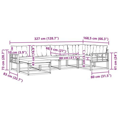 Комплект дивани за открито 18 pcs Естествено и черно