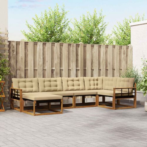 Комплект дивани за открито 18 pcs Натурален и Бежов