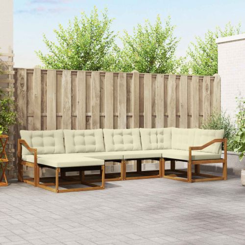 Комплект дивани за открито 18 pcs Натурален и Крема