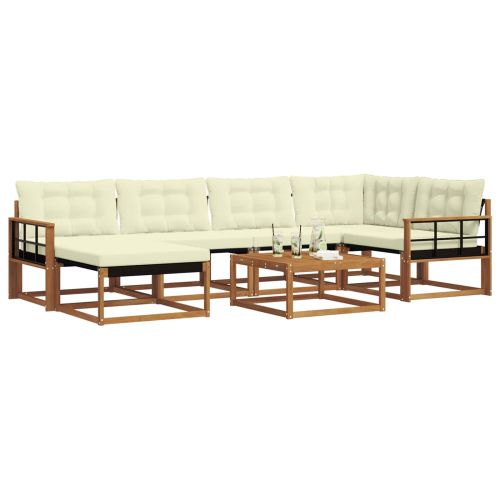 Комплект дивани за открито 19 pcs Натурален и Крема