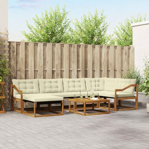 Комплект дивани за открито 19 pcs Натурален и Крема