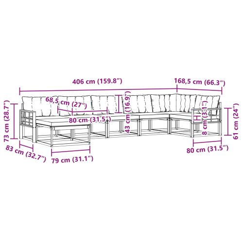 Комплект дивани за открито 21 pcs Натурален и Бежов