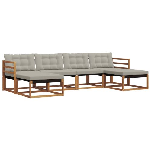 Комплект дивани за открито 6 pcs Естествено и светло сиво