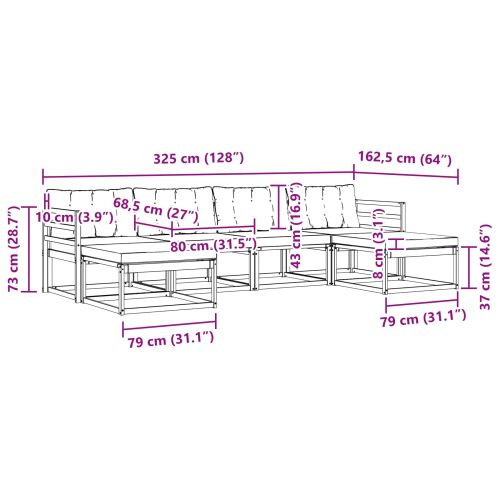 Комплект дивани за открито 6 pcs Естествено и черно