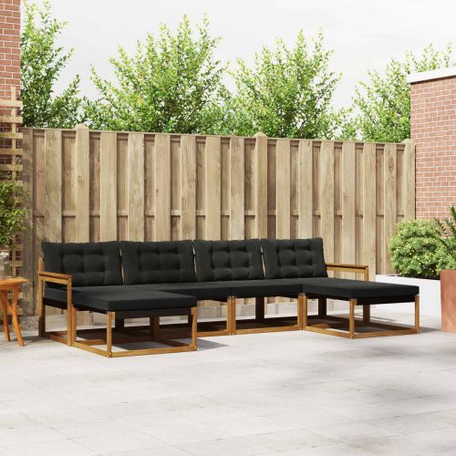 Комплект дивани за открито 6 pcs Естествено и черно