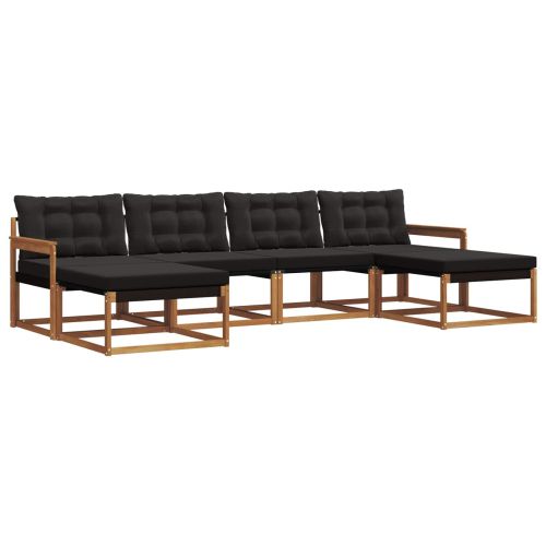 Комплект дивани за открито 6 pcs Естествено и черно