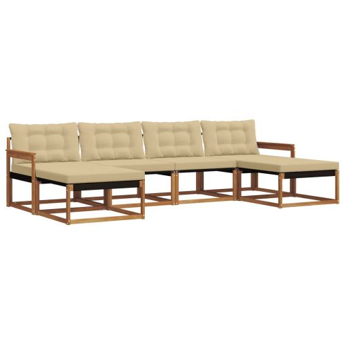 Комплект дивани за открито 6 pcs Натурален и Бежов