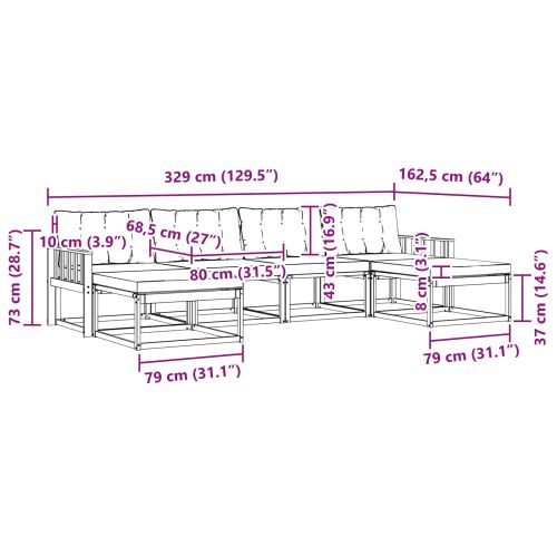 Комплект дивани за открито 6 pcs Натурален и Крема