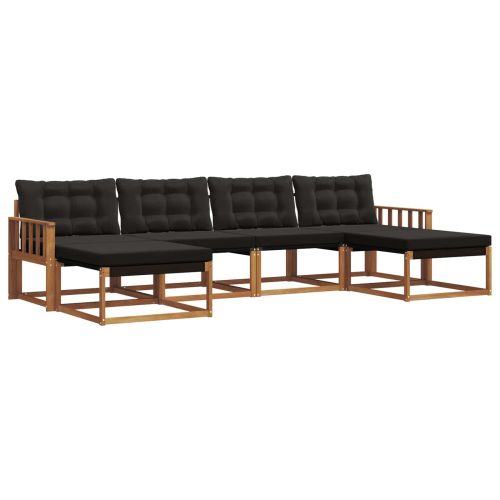 Комплект дивани за открито 6 pcs Естествено и черно