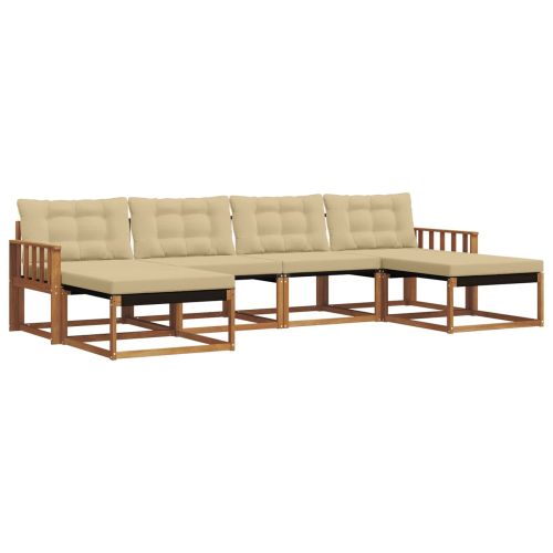 Комплект дивани за открито 6 pcs Натурален и Бежов