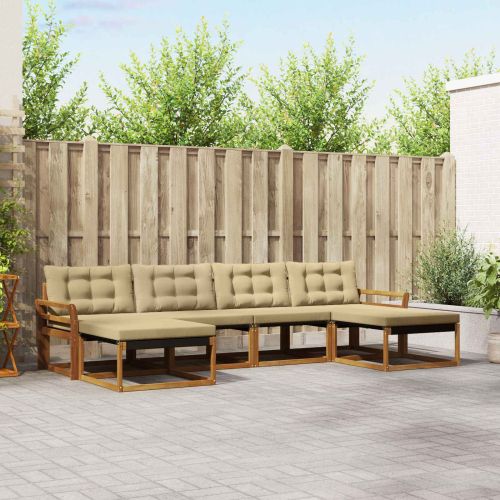 Комплект дивани за открито 6 pcs Натурален и Бежов