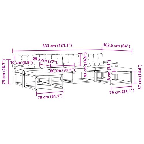 Комплект дивани за открито 6 pcs Натурален и Бежов