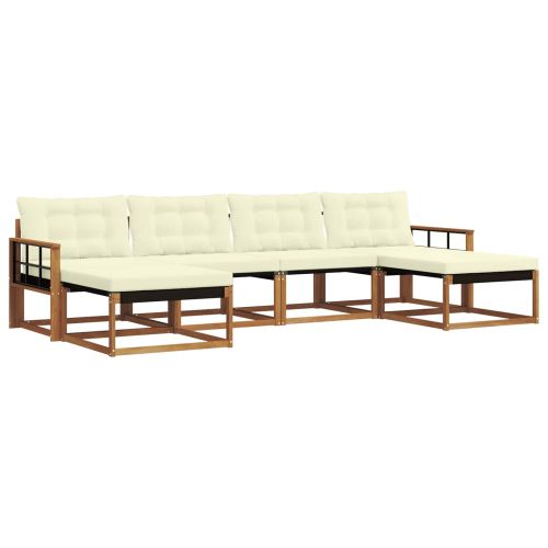Комплект дивани за открито 6 pcs Натурален и Крема
