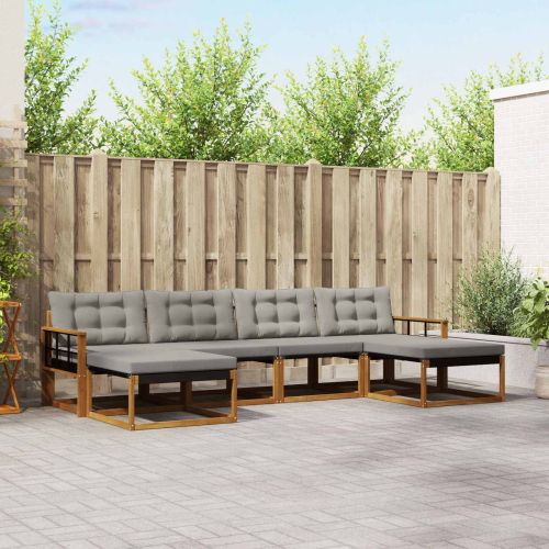 Комплект дивани за открито 6 pcs Естествено и светло сиво