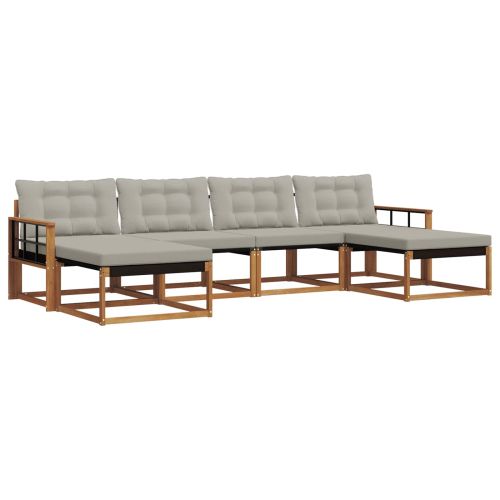 Комплект дивани за открито 6 pcs Естествено и светло сиво