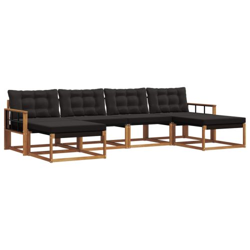 Комплект дивани за открито 6 pcs Естествено и черно