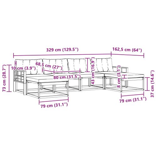 Комплект дивани за открито 6 pcs Натурален и Бежов