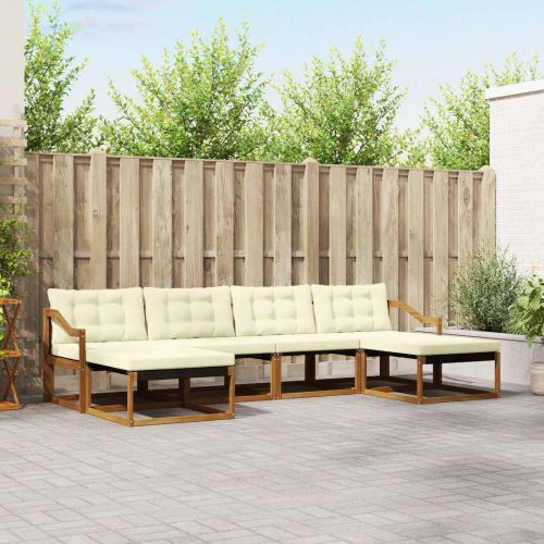 Комплект дивани за открито 6 pcs Натурален и Крема
