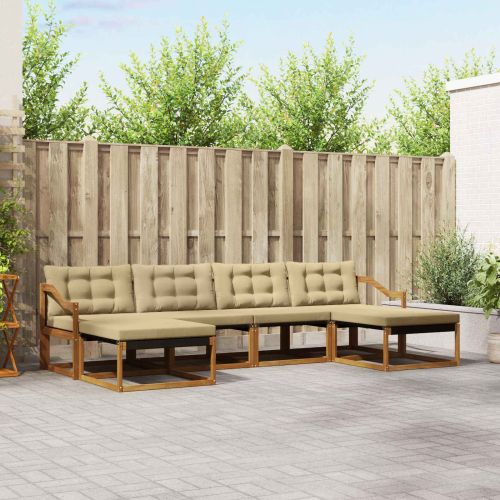 Комплект дивани за открито 6 pcs Натурален и Бежов