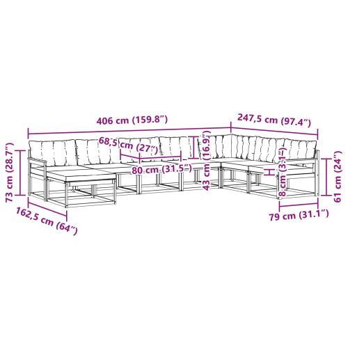 Комплект дивани за открито 24 pcs Естествено и черно