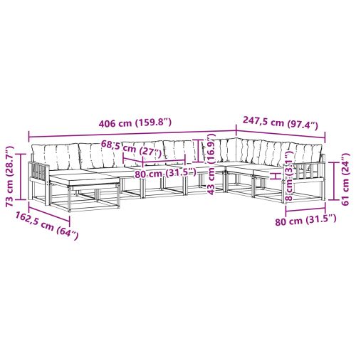 Комплект дивани за открито 24 pcs Естествено и черно